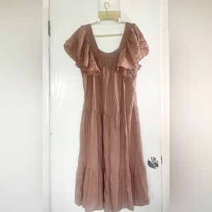 Zara blush off the shoulder dress